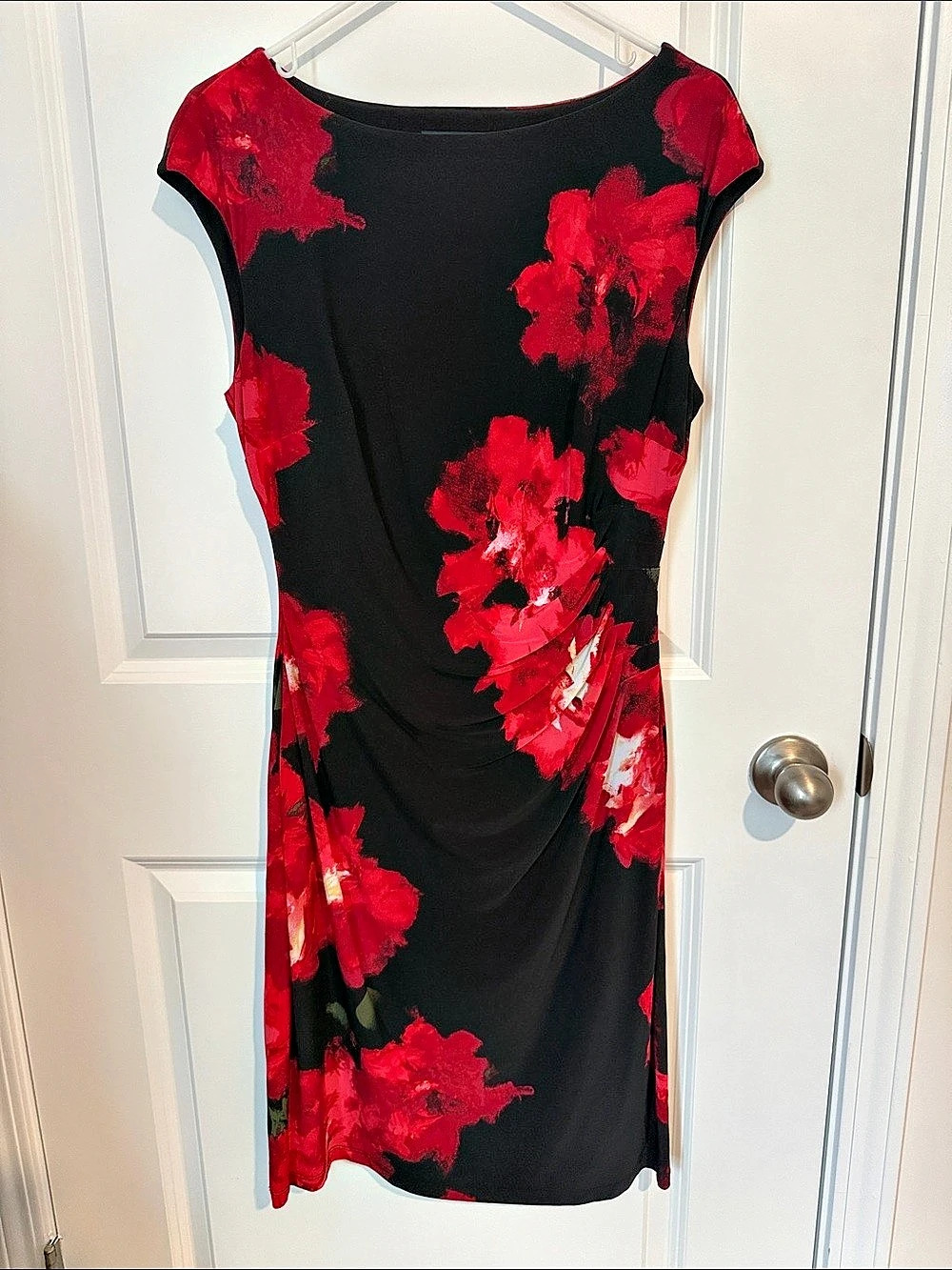 Lauren Ralph Lauren Floral Twist-Front Stretch Jersey Dress Mini Dress Black &